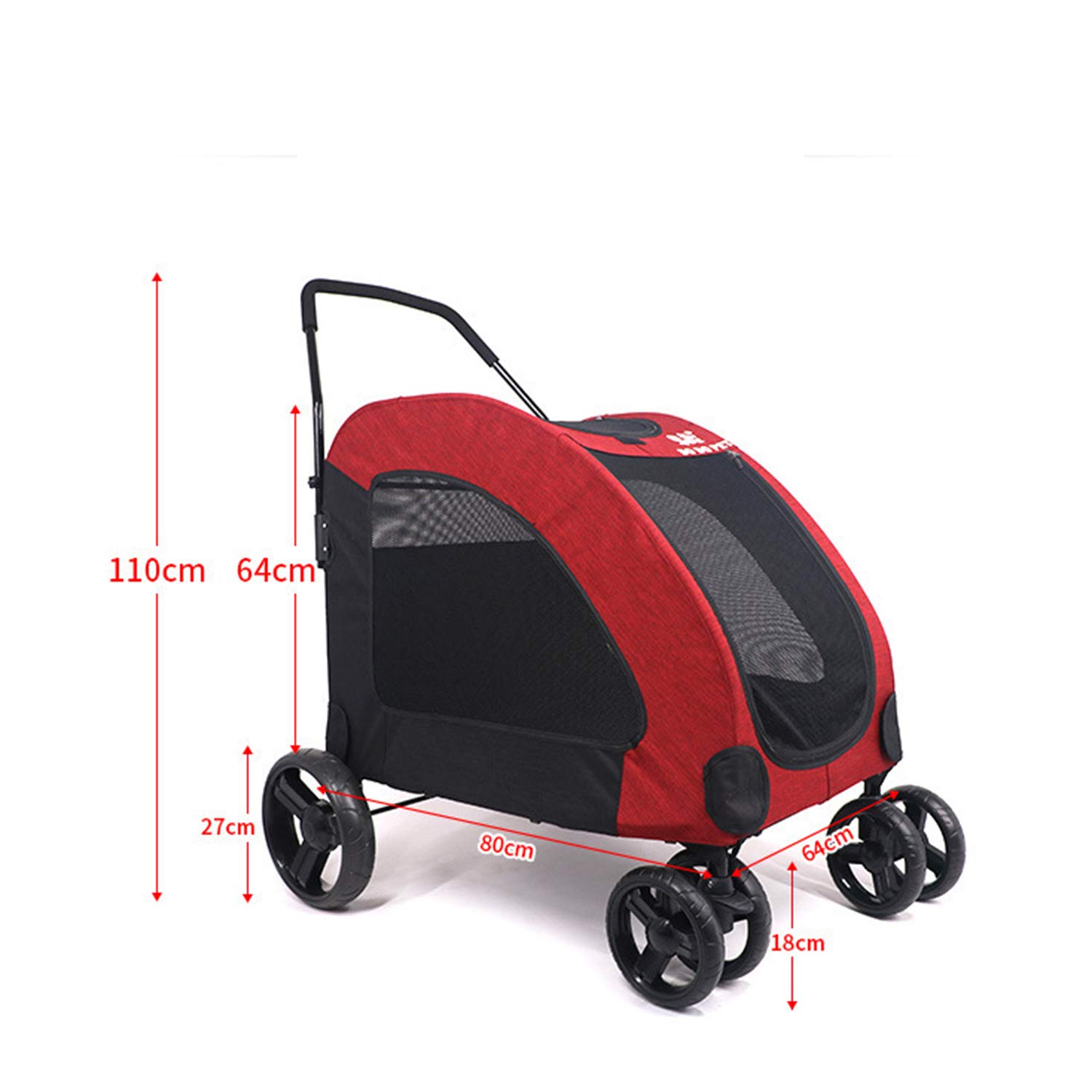 Red 大型犬のペットのベビーカー 巨大な犬を傷つけた犬 複数のペットのベビーカー ナイロンペット車 50kg未満のベアリング B07pwp426w Red カート 人気top Alin Funerare Ro