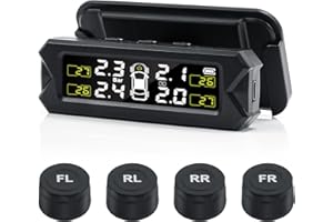 OBDRESOURCE TPMS Tire Pressure Monitoring System Solar Wireless TPMS Sensor Kit Angle Adjustable Solar Powered 14-87PSI Real Time Detect IP68 Waterproof for RV, Camper, Travel Trailer and Trailer