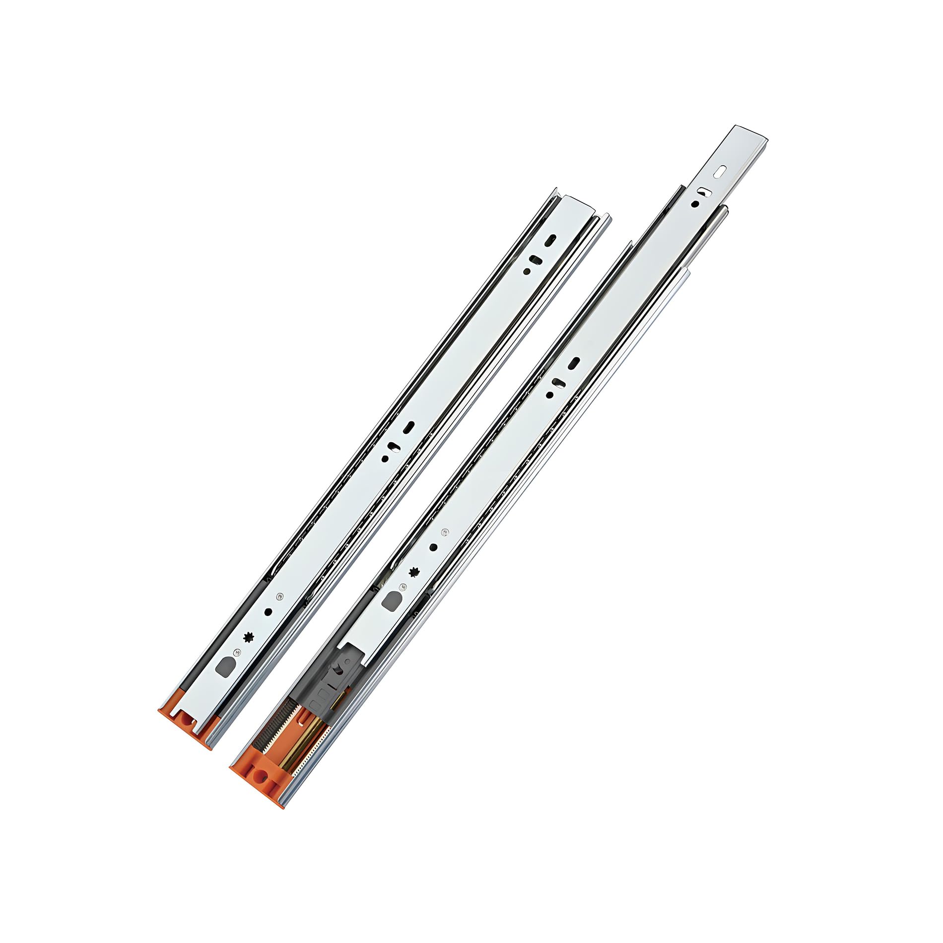 LOOTICH Full Extension Ball Bearing Drawer Runners 450 mm with Automatic Soft Closing Mechanism Side Mounted Buffering Cushioning Drawer Slide Load Capacity 35 kg (1 Set)