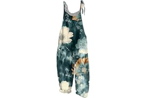 OIOLOYJM Spring Summer Plus Size Boho Overalls for Women 2026 Hippie Cloth Floral Printed Jumpsuits Spaghetti Strap Rompers