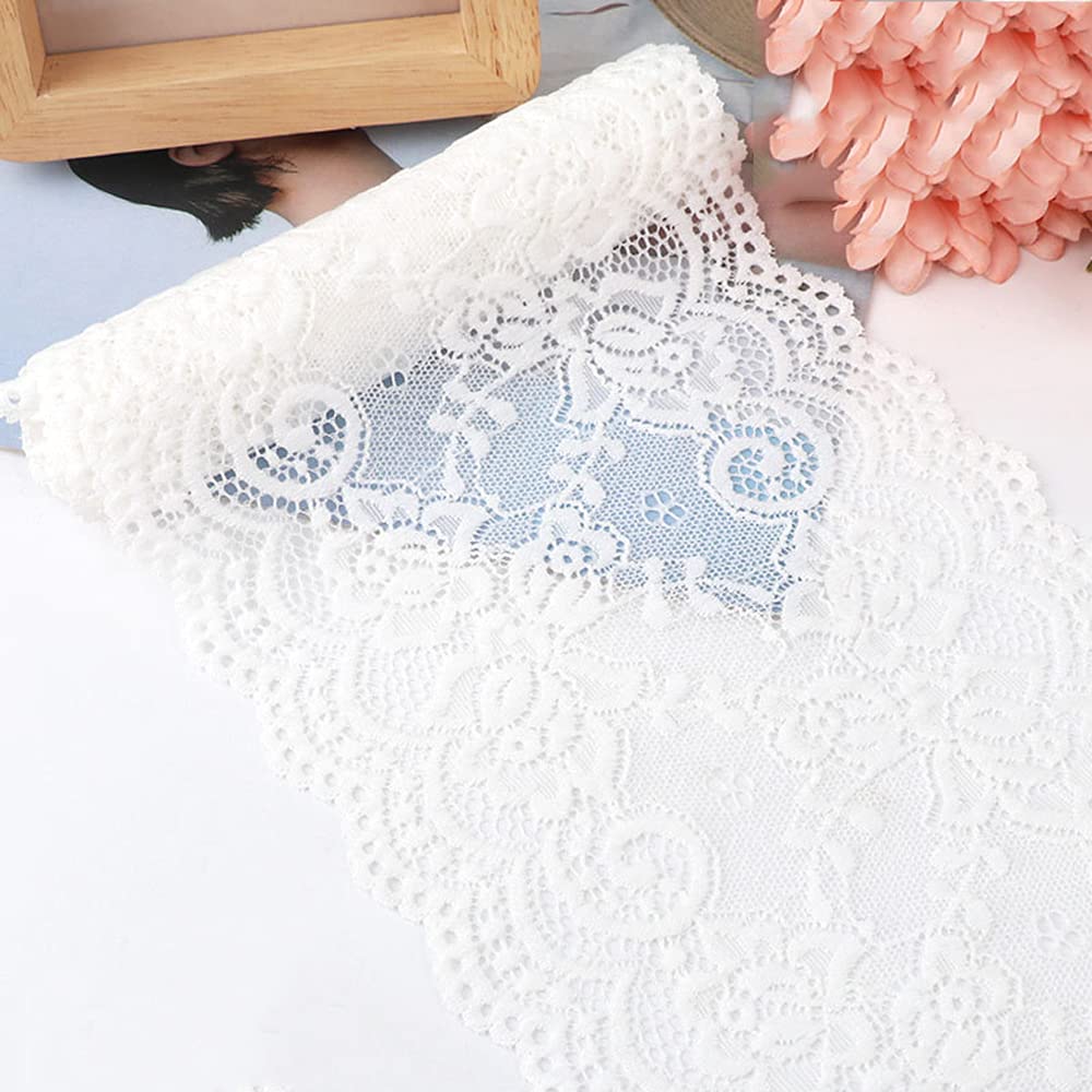 15 cm x 2 m elasticity lace ribbon, lace border, decorative ribbon, lace borders, ribbons for sewing, DIY crafts, decoration for clothing, underwear, lingerie, wedding dress, table decoration, cream