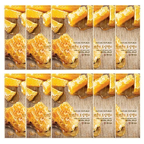 Nature Republic Real Nature Mask 10 Sheets for Skin Hydration (Royal Jelly)