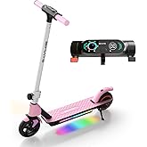 SIMATE Electric Scooter for Kids Ages 6-14, LED Display & Colorful Lights, Foldable Kids Electric Scooter, 40 Mins Max Riding Time & 8.7 MPH Safe Speed, Gifts for Boys Girls