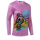 Long Sleeve MTB Jersey Women, Dirt Bike Shirt for Mountain Motocross Biking BMX Motorcycle Fishing Off Racing