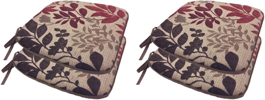 Arlee 16 x 15.5 in. Reversible Bristol Foam Chenille Leaf Jacquard Chair Pad - Set of 4