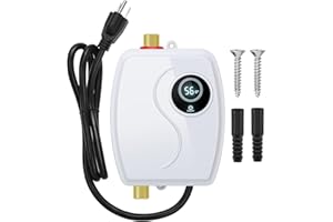 GLEOM 110V Tankless Water Heater Electric, 3000W Instant Water Heater Under Sink with Digital Display On Demand for Mini RV, Kitchen, Bathroom
