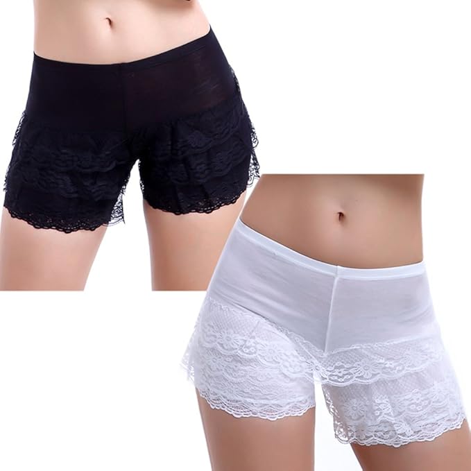 イチゴガール ショートパンツ ペチパンツ レディース 見せパン 花柄 3層レース 白 ペチコート ペチパンツ 通販 Amazon