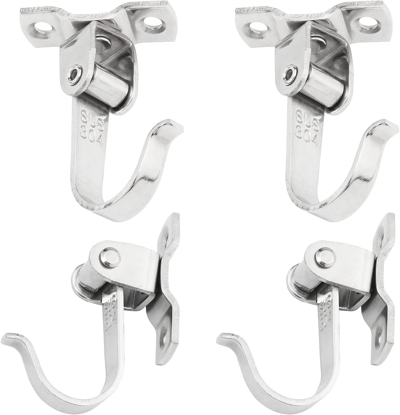 Outdoor Hanging Brackets - ITROLLE 4PCS Multifunctional 360 Degree Ceiling Hooks Stainless Steel Double Prong Ceiling Hook Plant Hanger Indoor Hanging Hooks Metal Plant Bracket Iron Lanterns Hangers for Wind Chimes, Planters