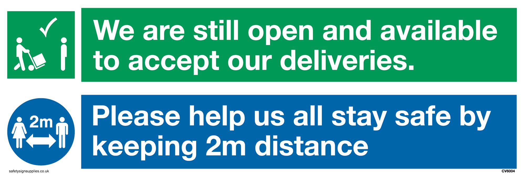 Pack of five - dual safe condition symbol and safe distance symbol Sign - 300x100mm - L31