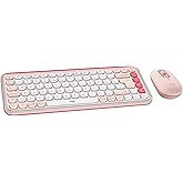 Logitech POP ICON Wireless Bluetooth Keyboard and Mouse Combo - Rose | Colorful, compact, quiet keyboard with 4 extra customizable Action Keys, POP Mouse with speed scrolling and silent clicks