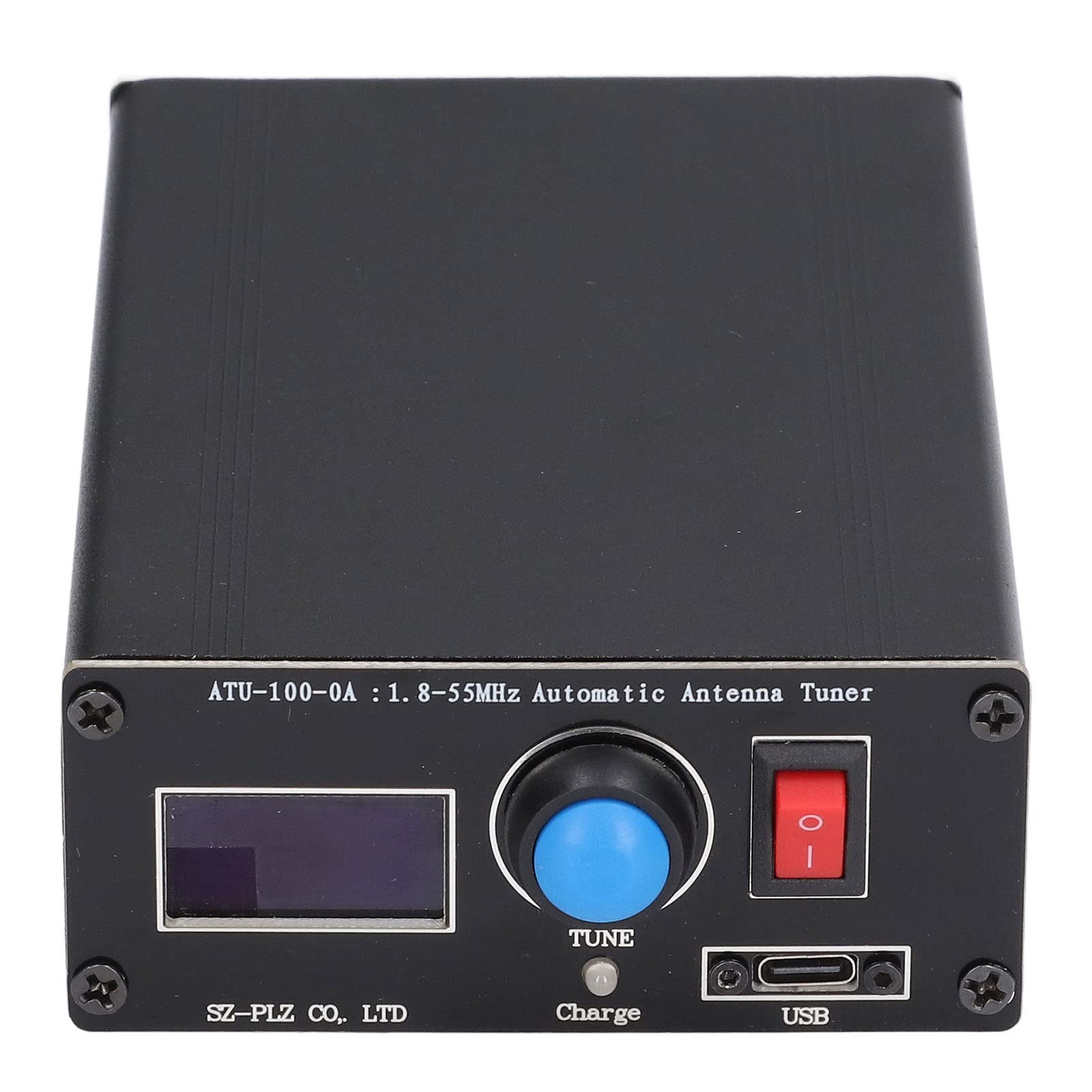 ATU-100 1.8-55MHz Automatic Antenna Tuner, 0.96in OLED Radio Antenna Tuner, Mini 100W Open Source Shortwave Automatic Antenna Tuner with Housing Assembled Machine, 10-15VDC, 1870pF Capacitor