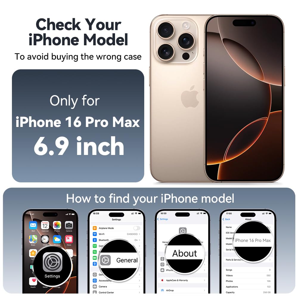 CASEKOO Designed for iPhone 16 Pro Max Case with Magnetic Invisible Stand [Military Drop Protection] [Compatible with MagSafe] Shockproof Slim Translucent Matte Promax Case 6.9 Inch, Black