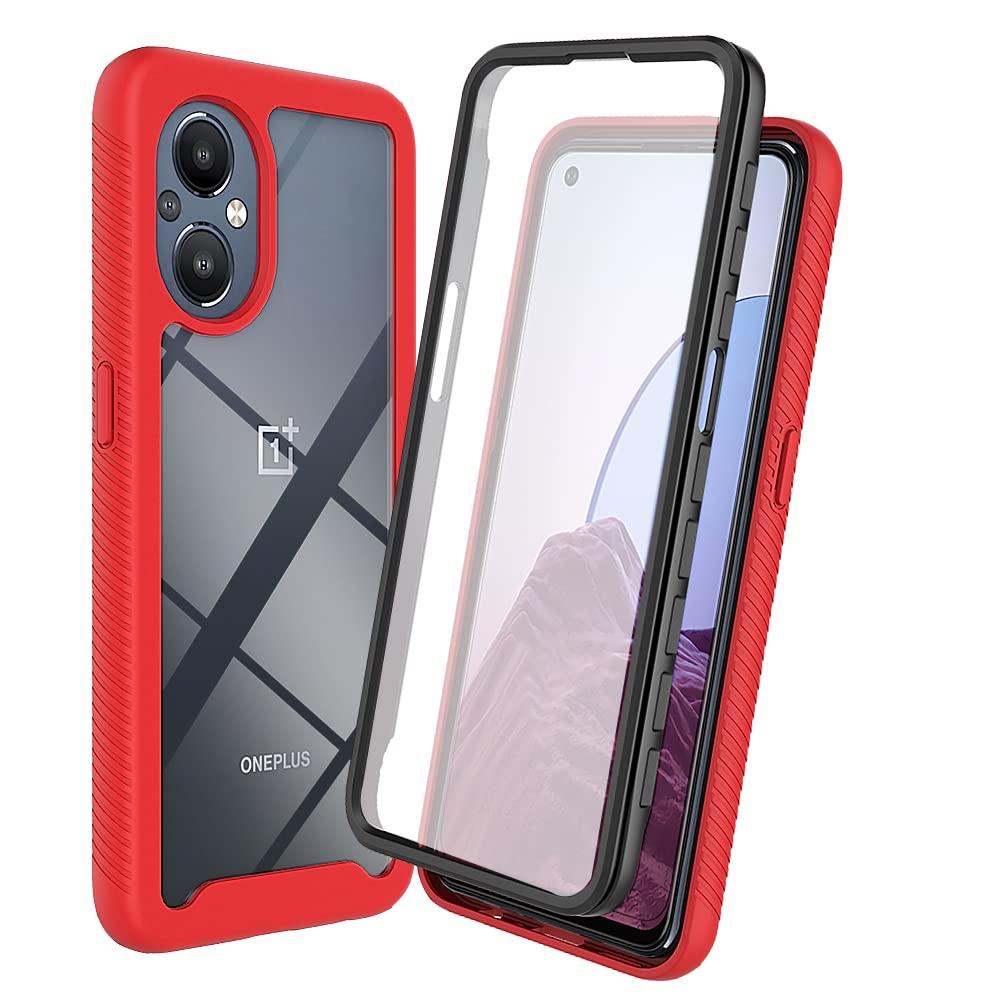 XINNI Case for Oppo Reno8 Lite 5G(Reno 8 Lite)/OnePlus Nord N20 5G, 360 Degree Shockproof Protective All-Round Protection with Built-in Screen Protector, Robust Bumper Outdoor Cover, Red — image 1