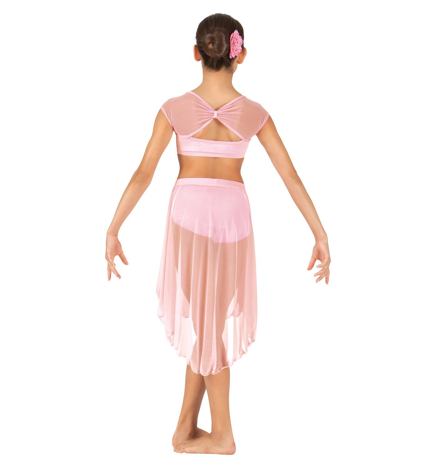 BWP9008 Short Sleeve Mesh Crop Dance Top Active Shorts Women