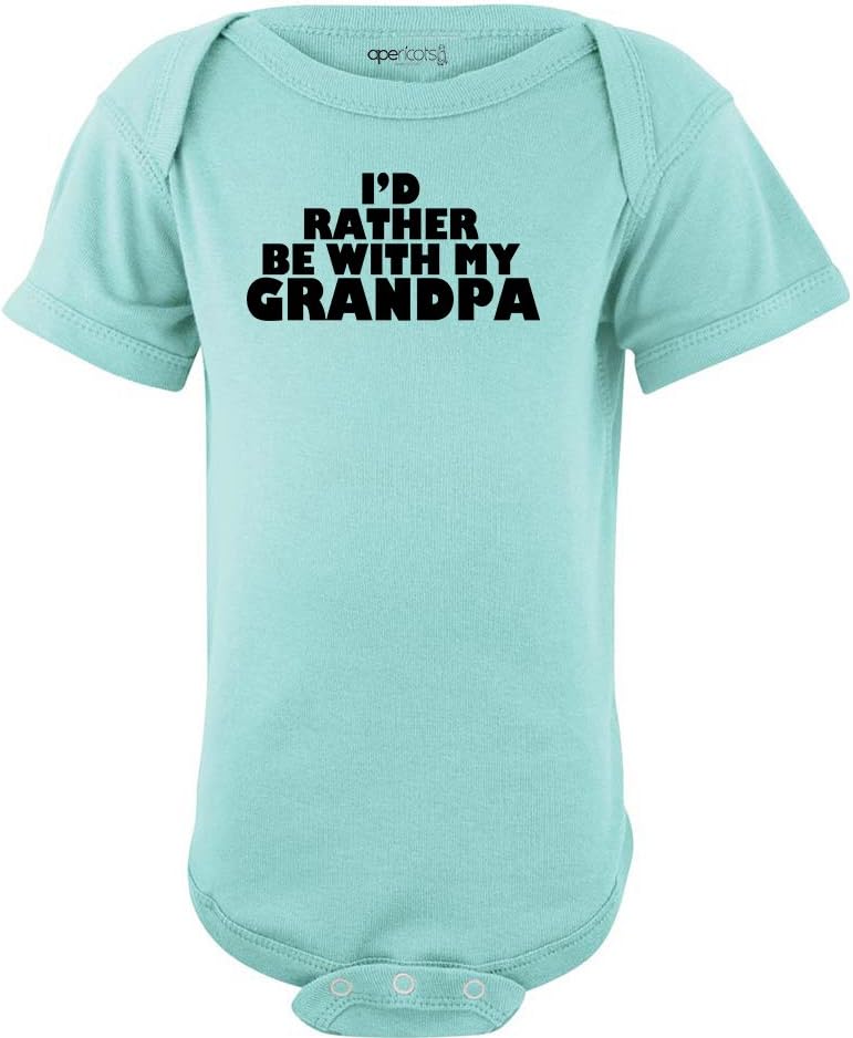 Apericots Adorable I'd Rather Be with My Grandpa Soft Cotton Cute Baby Bodysuit