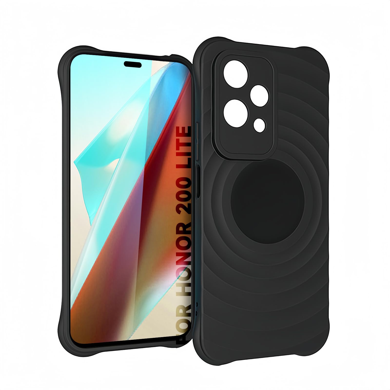 TailTech Case for HONOR 200 Lite Case, Soft Transparent TPU Case for HONOR 200 Lite，with Water Drop Pattern Design, Black