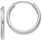 The Black Bow 2mm x 21mm 14k White Gold Polished Round Endless Hoop Earrings