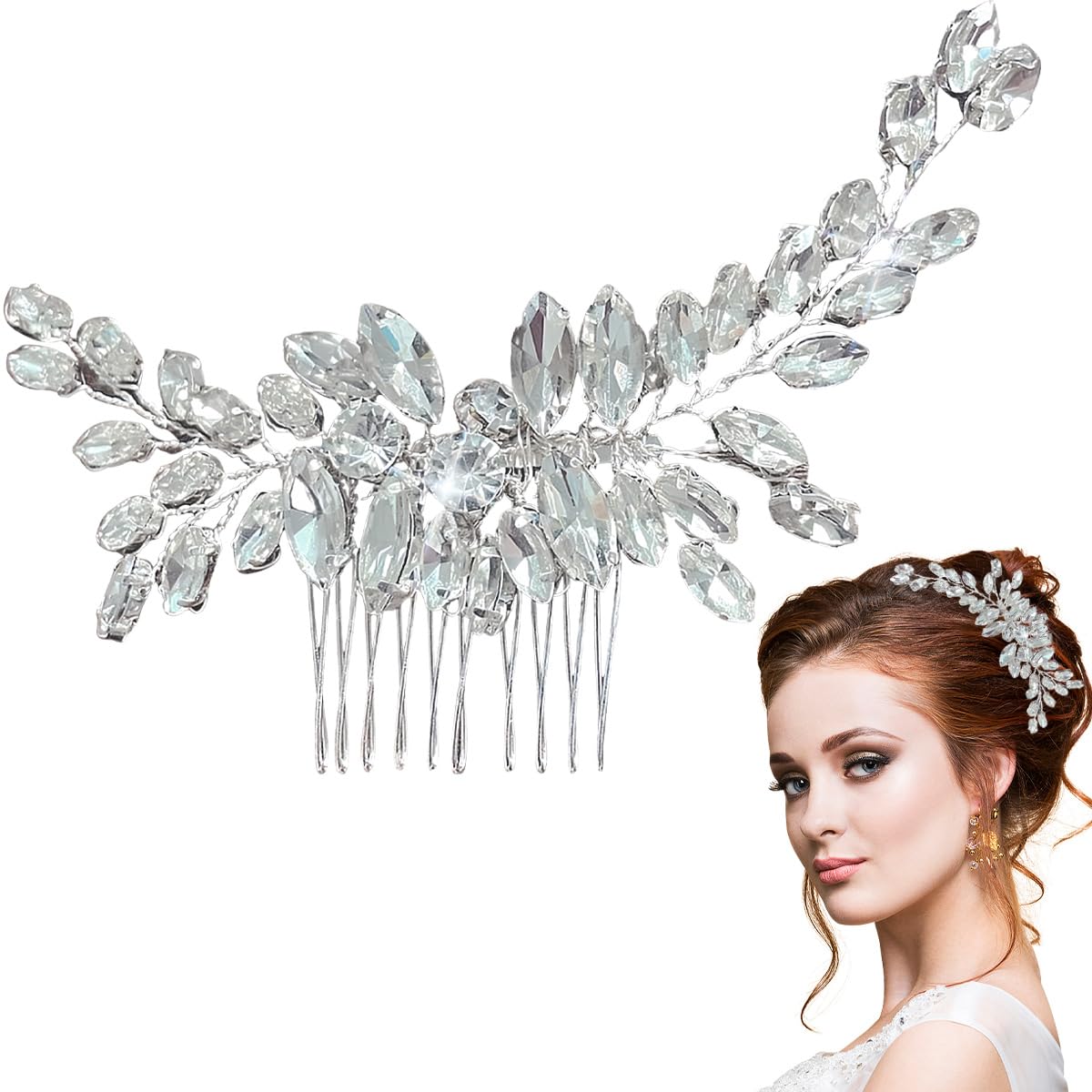Crystal Bridal Hair Comb - Wedding Hair Vine With Rhinestone Side Comb - Handmade Accessories for Women and Girls - Bride Headpieces