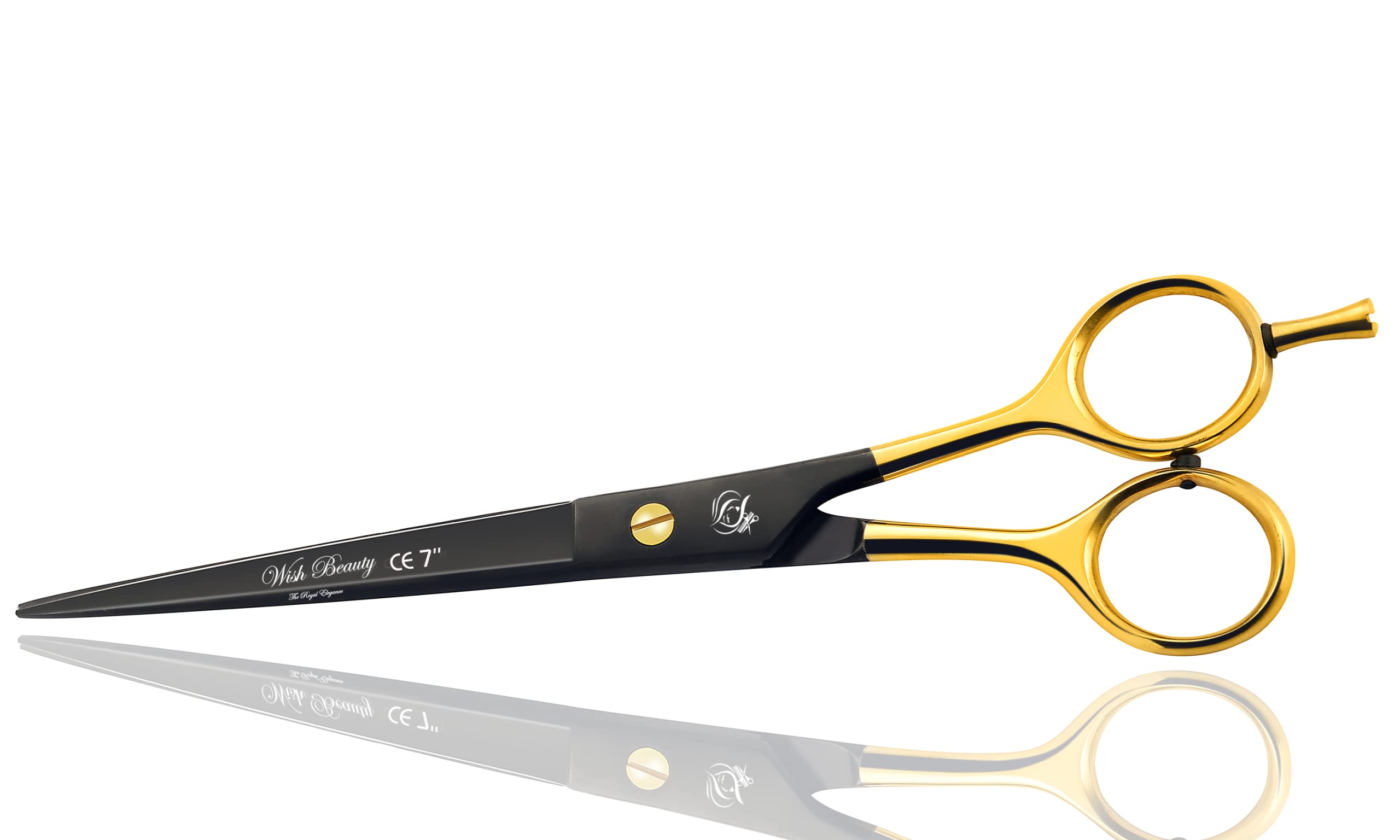 Glamified 7 inch Black Professional Hairdressing Barber Scissors Shears - Professional Hairdressing Scissors Hair Scissor for Hairdressers Barbers Stainless Steel - Hair Cutting Shears