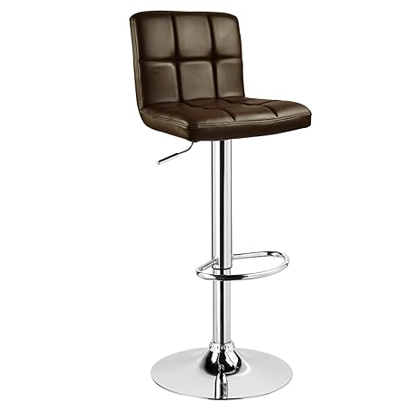 WOLTU® 1 x Barhocker Barstuhl Tresenhocker Stuhl drehbar und höhenverstellbar Tresen Hocker Kunstleder Braun 9106-1