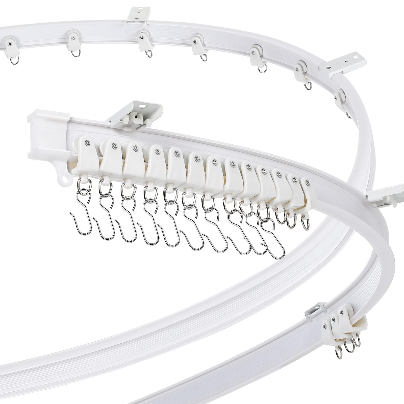 Photo 1 of Curved Ceiling Curtain Track Bendable Mount for Curtain Rail Bunk Bed Bay Window Room Divider Flexible Straight (9.8 Feet/ 3 Meters, White)