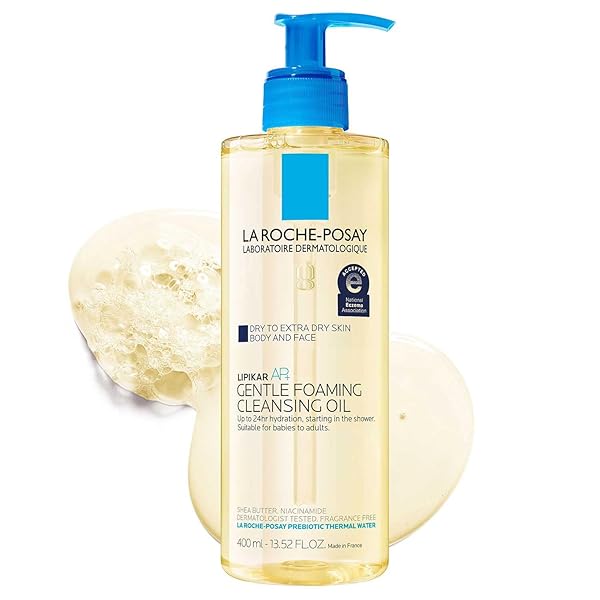 LA ROCHE-POSAY LIPIKAR AP+ GENTLE FOAMING CLEANSING OIL, GENTLE OIL CLEANSER FOR FACE AND BODY FORMULATED WITH NIACINAMIDE, LONG-LASTING 24-HOUR HYDRATION, FRAGRANCE-FREE & SOAP FREE