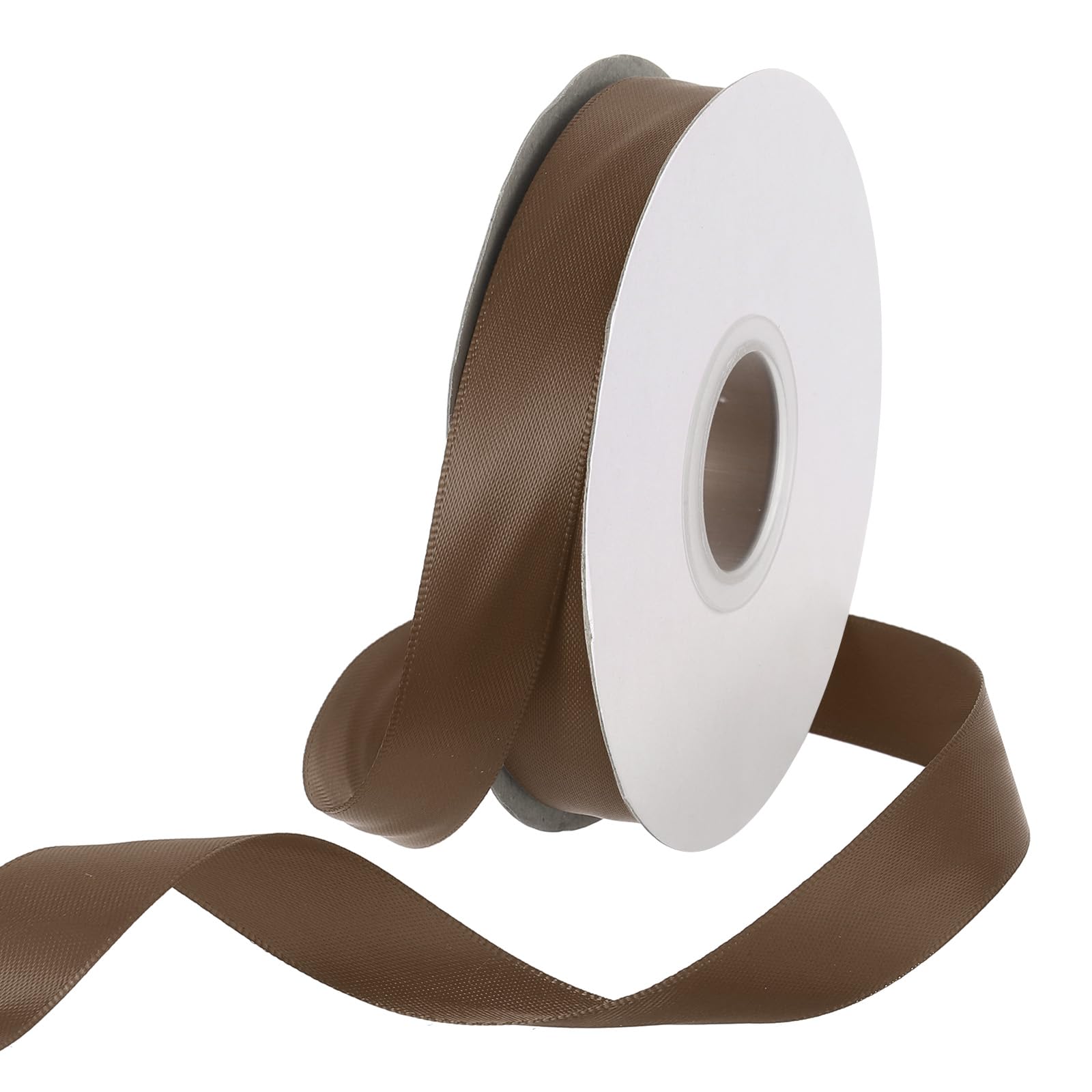 Rebower 15mm Satin Ribbon 23m Thick Double Face Grosgrain Silk Ribbon, [for Gift Wrapping, Hair Bows, Wedding, Cake, Flower] - 25 Yard/75ft/ Light Brown — image 1