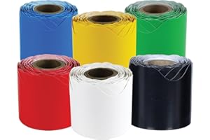 Carson Dellosa Colorful Bulletin Board Borders Set, 216 Feet of Scalloped Blue, Yellow, Green, Red, Black and White Classroom