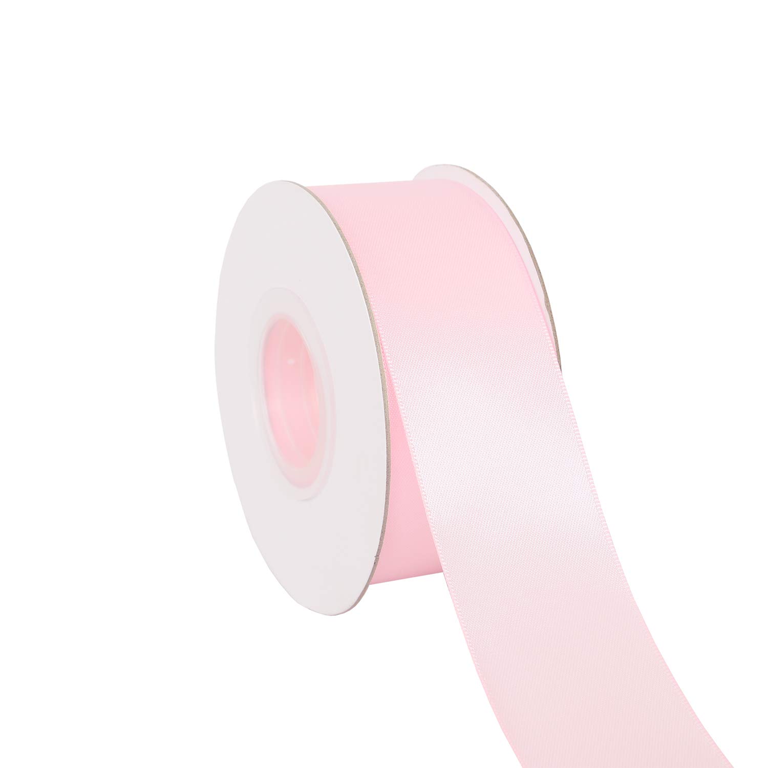 Ribbonitlux 38mm Wide Double Face Satin Ribbon 22 Meters (117-Light Pink, Set for Gift Wrapping, Party Decor, Sewing Applications, Wedding and Craft