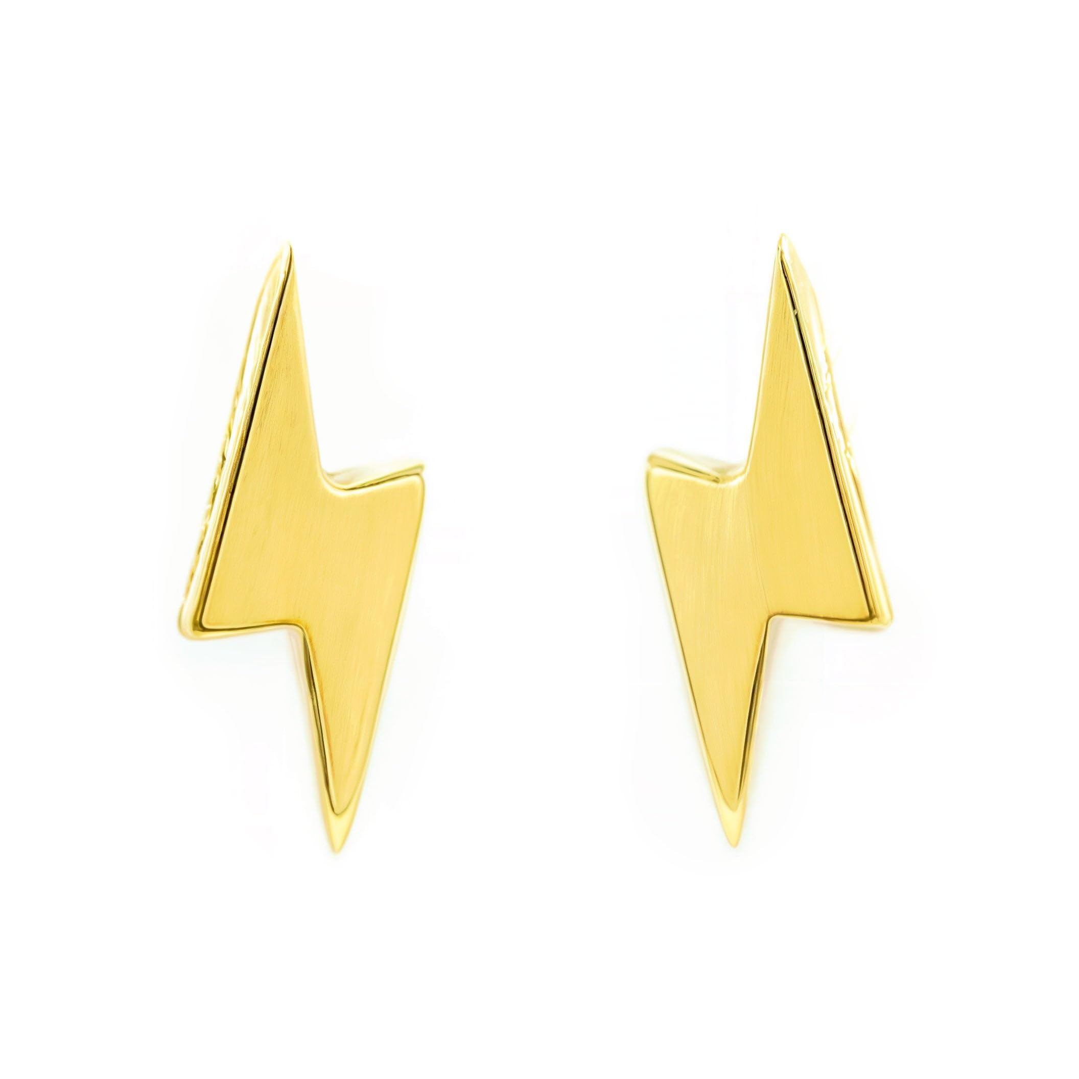 Mondepetit - 9ct Yellow Gold Lightning Earrings shine