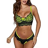 Kaei&Shi Neon Two Tone, Double Layer, High Leg Bottom, 2 Pieces Lingerie