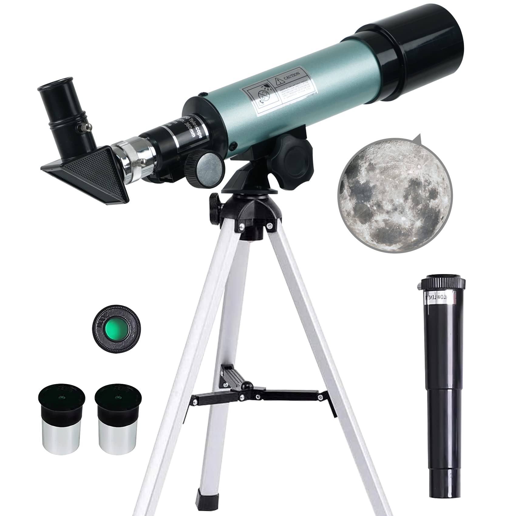 Mijiao Telescope for Kids, Astronomical Telescope Zoom 90X HD Outdoor Monocular Space Telescopes Portable Refractors Spotting Scope With Tripod, Telescopes for Adults, Kids and Beginner.