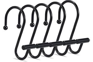 Black Shower Curtain Hooks, Goowin Shower Curtain Hooks, T-Bar Rust Proof Metal Shower Curtain Rings, Decorative Anti-Drop Sh