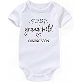 KEDFQV first grandchild coming soon grandparents pregnancy announcement Baby Bodysuits