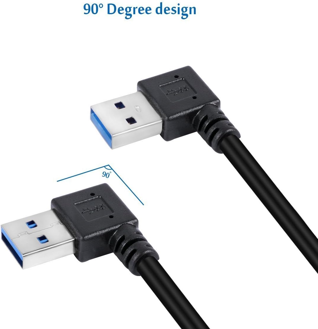 UCEC 2 Pack Short USB Extender, USB 3.0 Extension Lead Male to Female Extension Cable, 90 Degree Adapter, Left and Right Angle, Black - Image 3
