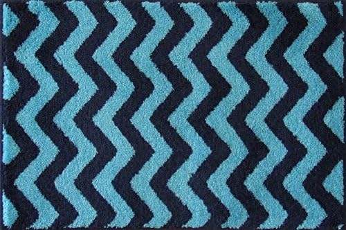 Grund Chevron Series Premium Bathroom Comfort Bath Rug, 24-Inch by 36-Inch, Blue