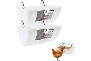 GIFANK 2 Pack Chicken Feeder Feed Trough with Clips Hanging Fence Feeders for Goat Duck Sheeple Horse Chicken Goose Pig Poultry Feed Trough Bucket Feeding Container for Livestock