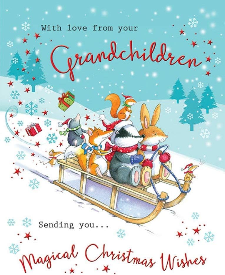 Traditional Christmas Card from Grandchildren 8 x 6 inches