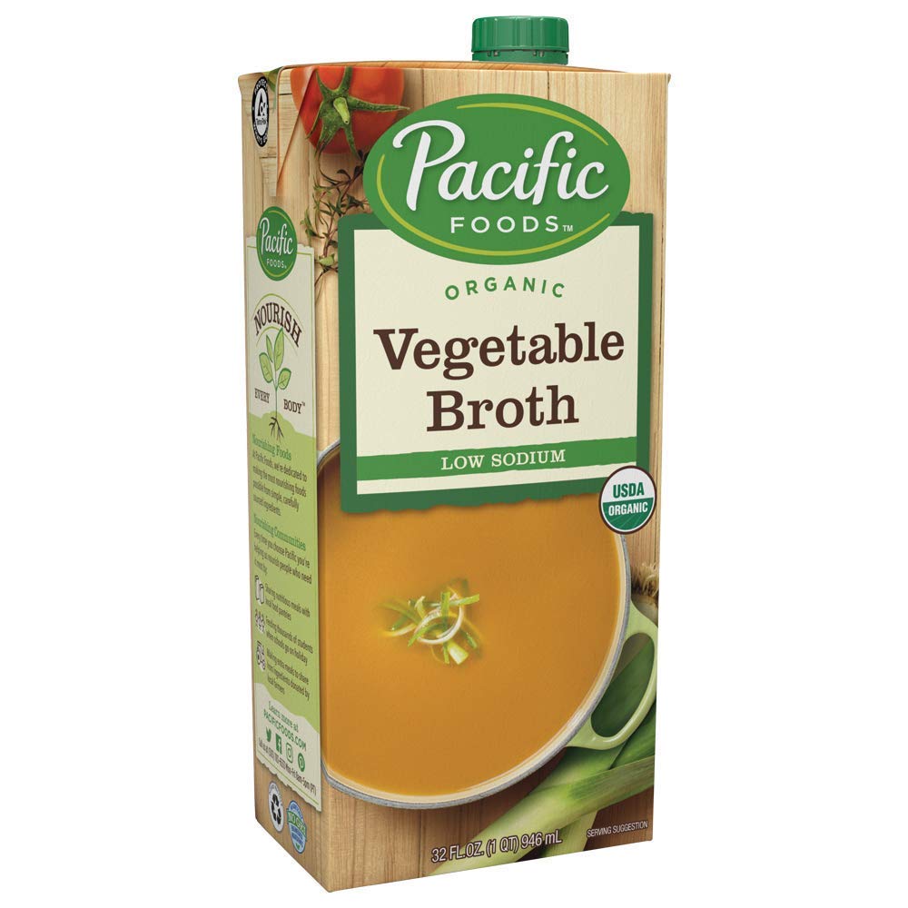 Pacific Foods Organic Vegetable Broth, Low Sodium, 32oz, 12-pack Keto Friendly