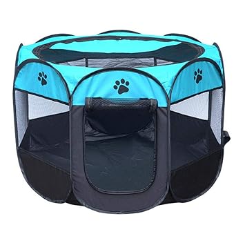 Baiwka Portable Foldable Kennel Tent,8 Panel Portable Puppy Dog Crate Cage Use for Indoor/Outdoor,Removable Mesh Shade Cover.