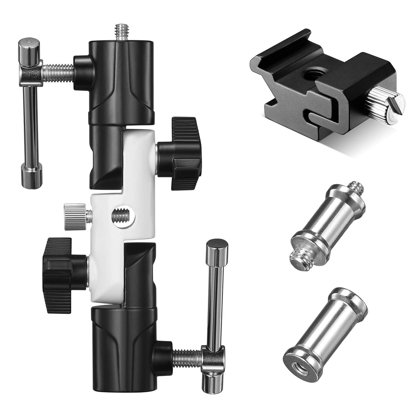 Photo 1 of SUPON Flash Bracket U-Shape,180° Adjustable Swivel Umbrella Softbox Holder with 1/4" to 3/8" Screw &Nut Adapter and Cold Shoe Mount for DSLR Cameras,Speedlites,Tripod,Light Stand,Studio,LED Light