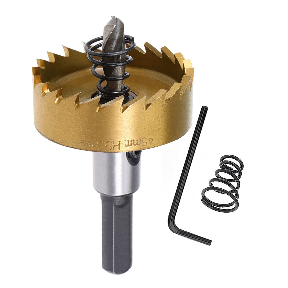 SagaSave 45MM/1.77Inch Carbide High Speed Steel Drill Bits Hole Cutter, Heavy Duty Titanium-Plated Hole Saw for Stailess Steel, Metal (1PCS)