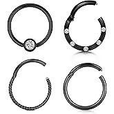 D.Bella 16G 14G Horseshoe Rings Surgical Steel Nose Septum Horseshoe Hoop Earring Eyebrow Tragus Lip Rings Daith Helix Piercing Jewelry for Women Men 6-12mm Smily Piercing Jewelry