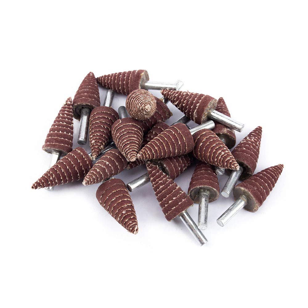 6x20mm 240 Grit Cone Shape Sandpaper Deburring Sanding Polishing Flap Wheel Grinding Head Abrasive Tool for Grinding and Polishing for Rotary Tool 1/4" Shank 20Pack