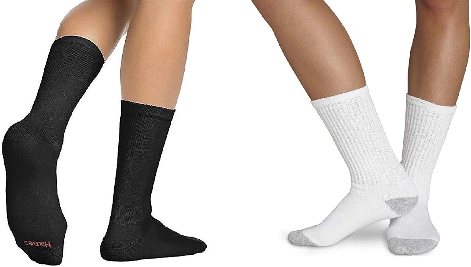 Hanes Classics Men's Crew Socks MultiPack_Black & White_1013 at