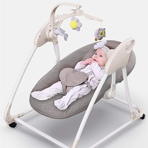 Amazon.com: KJRJYY Silla mecedora para bebé, asiento de columpio de lujo, control inteligente de voz con música Bluetooth: Home \u0026 Kitchen