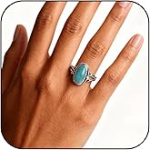 Uunuuo Silver Turquoise Rings for Women Western Thumb Finger Rings Statement Knuckle Turquoise Ring Trendy Jewelry Country Outfit