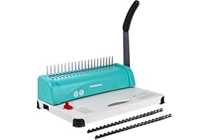 MAKSHEIN Comb Binding Machine, 21-Hole, 450 Sheets Capacity, Punch up to 15 Sheets,Punch Comb Binder Machines for Letter Size A5/A4 Paper with 100pcs 1/4" Binding Spines