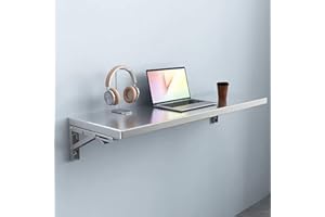 304 Stainless Steel WallMounted Folding Table with Kitchen Storage Shelf – Perfect for Balcony Bathroom or Laundry Room Space