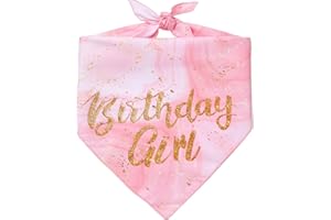 PAWSKIDO Girl Dog Birthday Bandana - Small Medium Dogs - Party Supplies